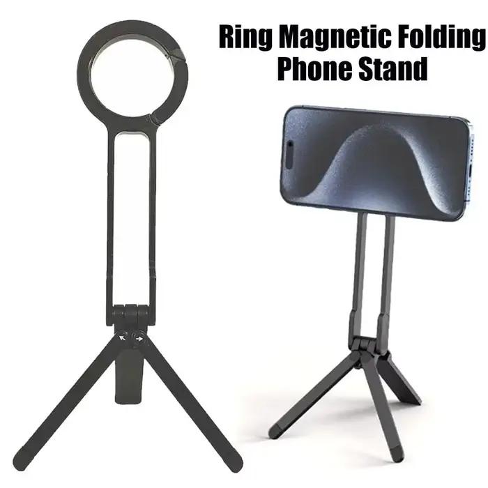 Trépied de téléphone pliable pour iPhone 17 16 15 double face mousqueton support de poignée bureau portable