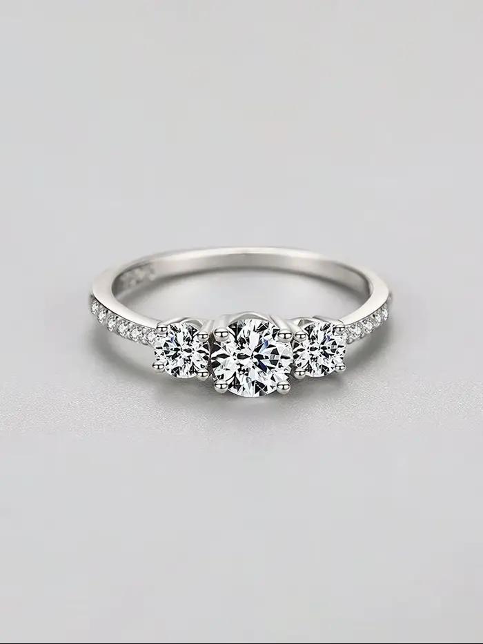Bague ronde en argent Sterling 925 pour femmes, classique, mode, Zircon 0,5 ct, anniversaire, fiança