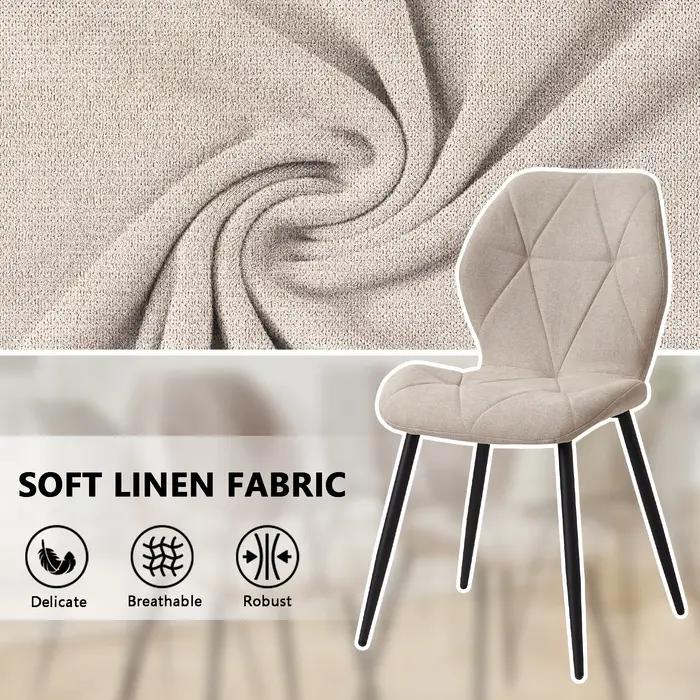 EGOONM – ensemble de 2/4/6 chaises de salle à manger rembourrées en tissu de lin