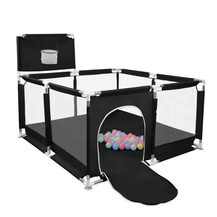 Parc bébé, piscine à balle pour bébé, avec panier de basket, 126 x 126 x 66cm, avec filet respirant