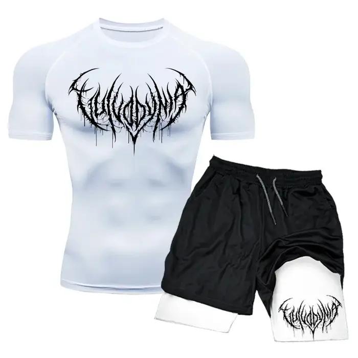 Ensemble t-shirt et short de compression pour homme, maillot moulant à séchage rapide, survêtement d