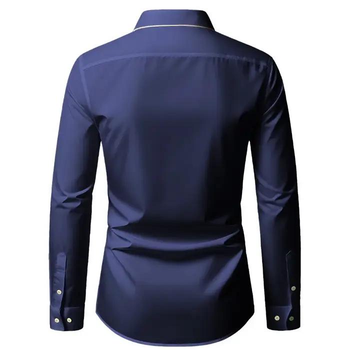 2025 nouveaux hommes Patchwork chemise mode luxe à manches longues intelligent décontracté quatre sa