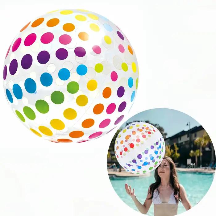 Ballon de plage gonflable Transparent à rayures colorées de 15.35 pouces, adapté aux jeux de fête su
