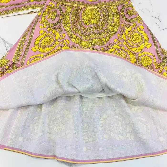 Ensemble de vêtements haut de gamme pour filles, rose, fleur jaune, coton, petite sangle, grande jup