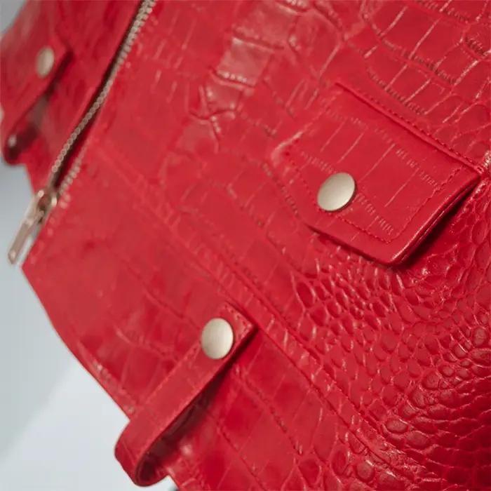 Mauroicardi-Veste de motard en similicuir à motif crocodile rouge pour homme, manches longues, ferme