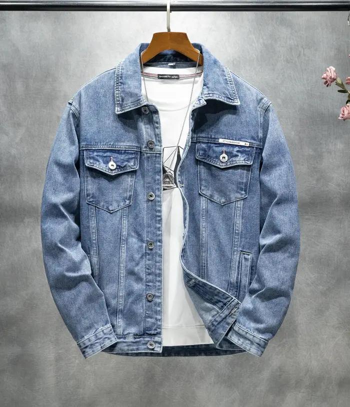 Veste en denim non extensible pour hommes, style américain, vintage, classique, polyvalente, grande