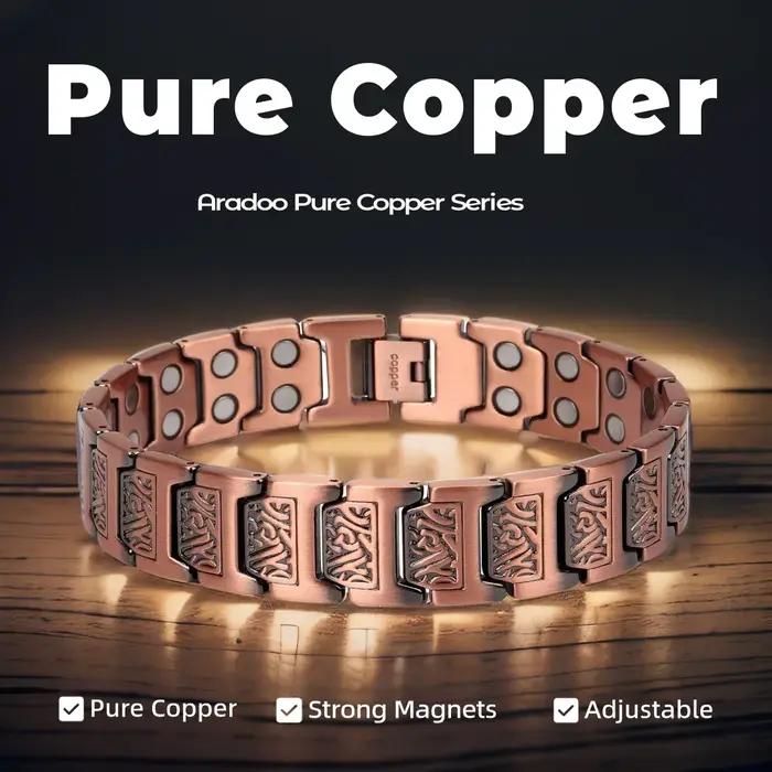 ARADOO Bracelet en cuivre pour hommes pur cuivre néodyme lien magnétique Bracelets bijoux cadeau