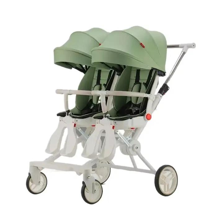 Poussettes jumelles pour deux enfants, deux poussettes pliantes légères, poussette multifonctionnell
