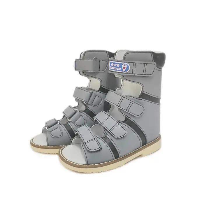 Ortoluckland enfants sandales hautes garçons chaussures orthopédiques en cuir pour enfants pied de c