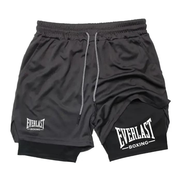 EVERLAST Short de sport ajusté pour homme, double couche, séchage rapide, pantalon de compression co