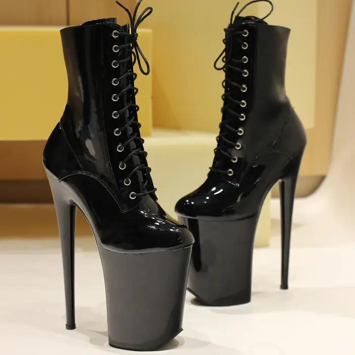 Chaussures de strip-teaseuse à talons hauts extrêmes de 23CM, bottines de danse sur poteau à lacets