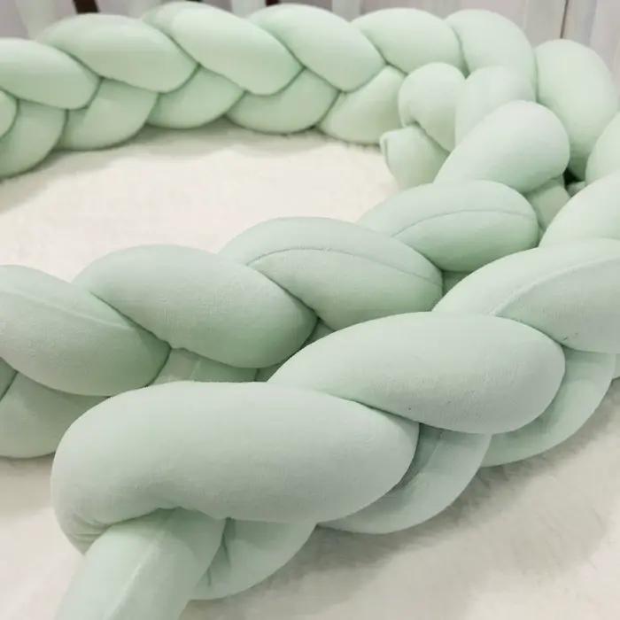 Pare-chocs lit bébé 1M à 4M avec tresse noeud - Ensemble literie décoratif pour berceau infantile