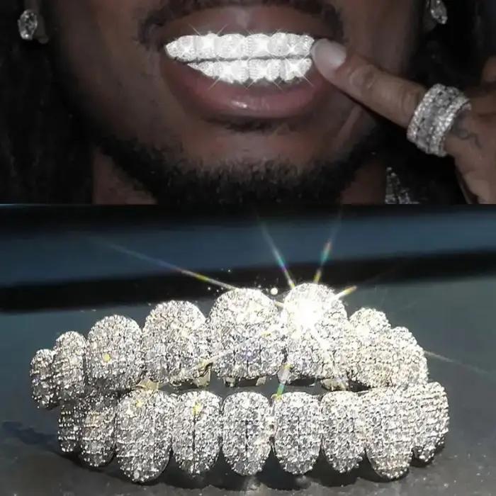 RACHELZ Hip Hop 10/10 glacé CZ pierre dents Grillz Punk rappeur cubique zircone dent casquettes pour