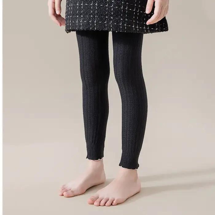 Leggings moulants extensibles en coton pour bébés filles de 0 à 12 ans, pantalons côtelés à volants