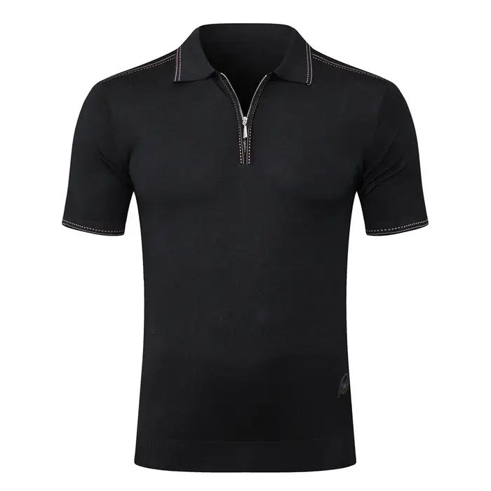 BILLIONAIRE BLSK CPRT polo soie hommes 2026 nouvelle couleur unie élastique à manches courtes mince