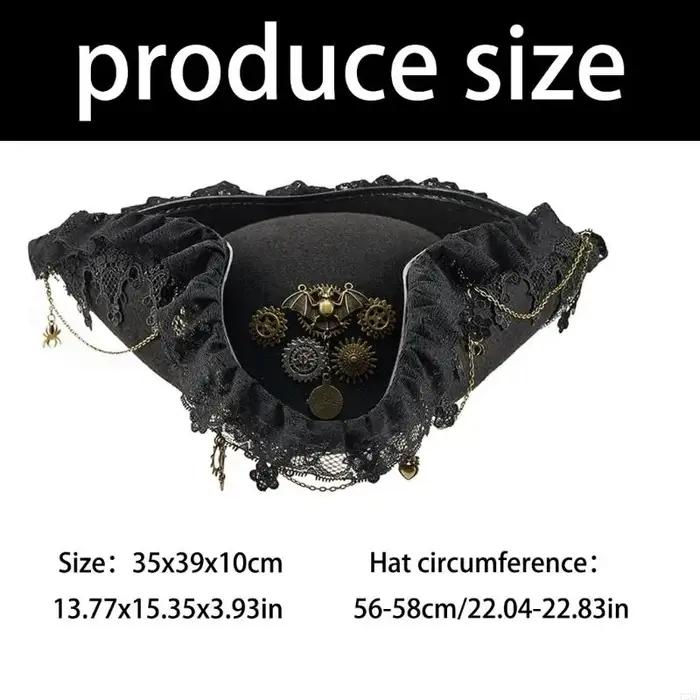 Chapeau Pirate victorien 72XE, équipement d'événement à thème en détresse, chapeau pour mascarades f
