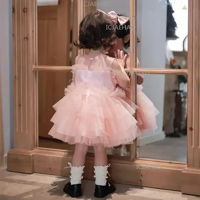 Robe de Premier Anniversaire pour Filles, Robe Tutu de Cérémonie, Costume de Demoiselle d'Honneur, R