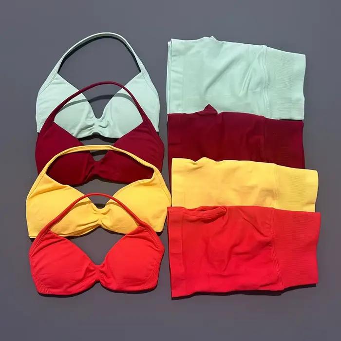 HISTELLO ensemble de gymnastique 2 pièces femmes à bretelles soutien-gorge de Yoga haut d'entraîneme