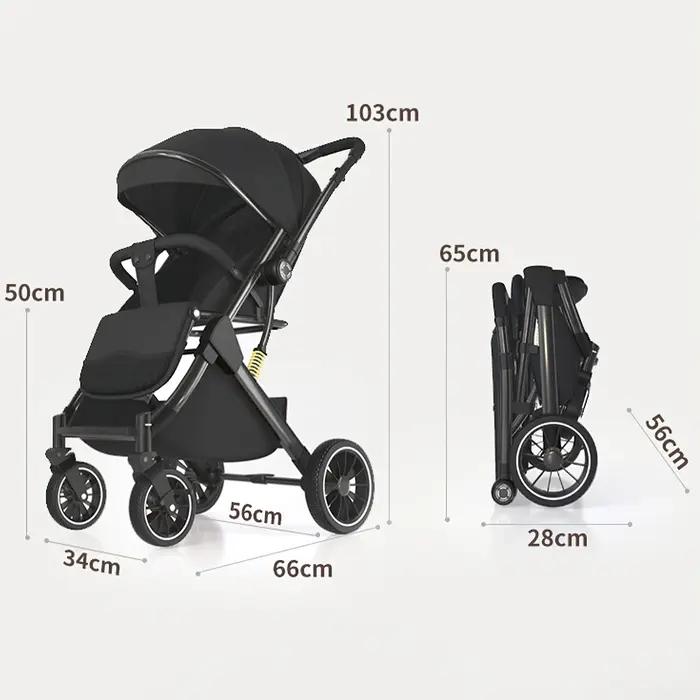 Luxueux léger haute paysage bébé poussette jambes-siège pour nouveau-né une main reline poussette la
