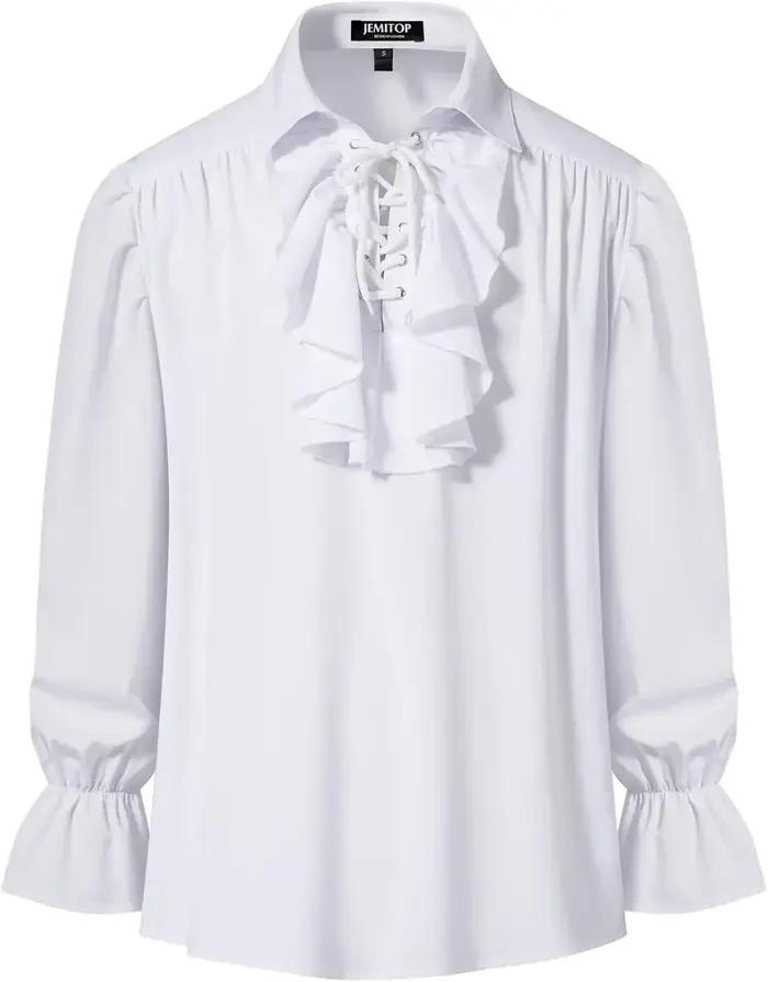 LisdinoJEMITOP hommes Pirate Vampire chemise à volants manchette élastique poète victorien Steampunk