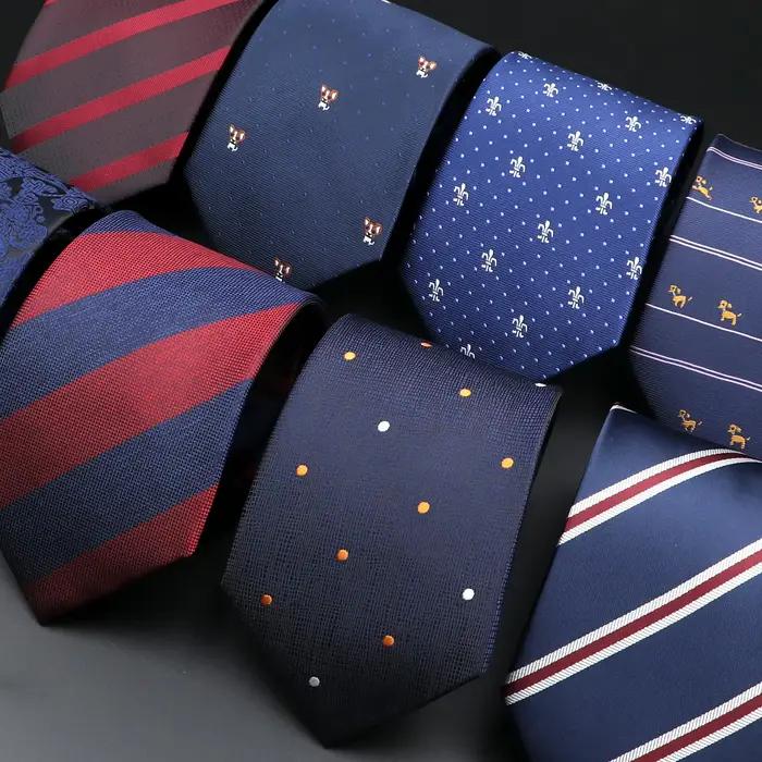 Nouveauté cravates pour hommes dessin animé chien points Paisley rayé mode hommes réunion d'affaires
