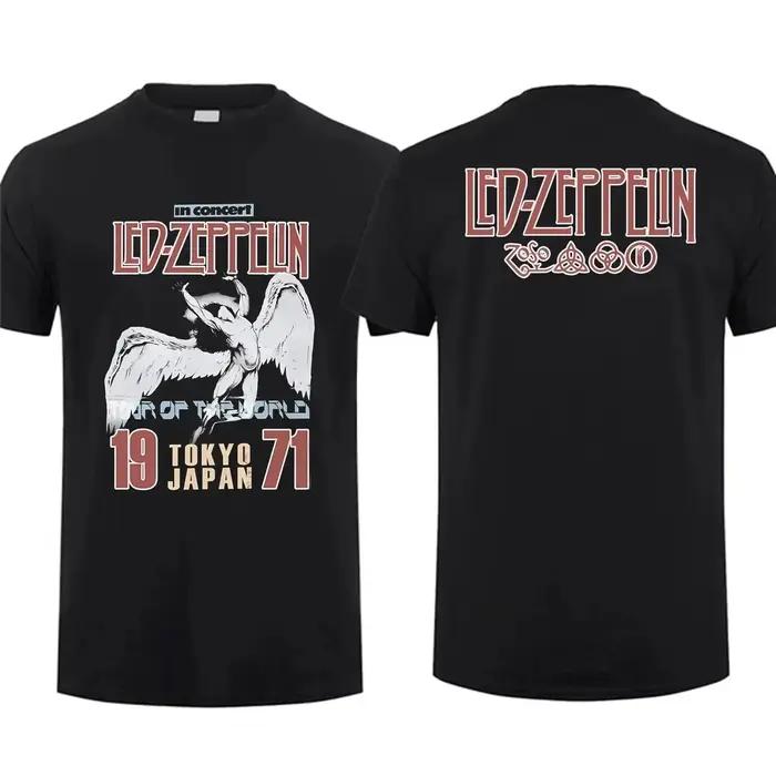 Hip Pop Harajuku T-shirt Vintage groupe de Rock Led Tour mère Zeppelin T-shirt Double face décontrac