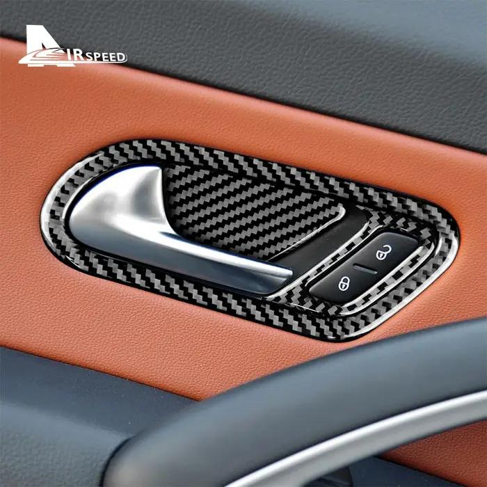 Autocollant de panneau de poignée de porte de voiture en Fiber de carbone véritable souple, pour Vol