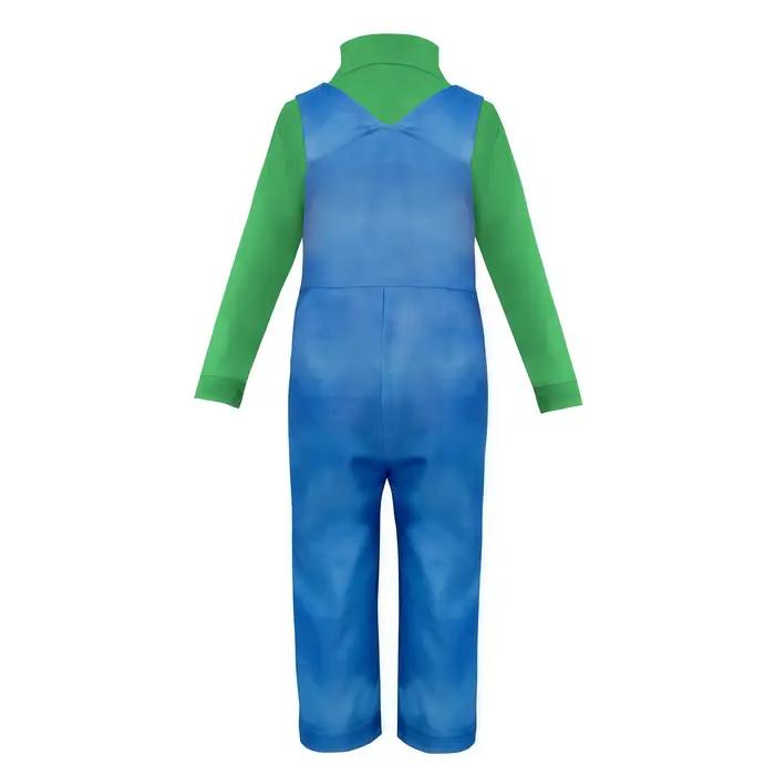 Chemise de jeu Anime Bros Boys rouge et verte avec salopette pour enfants, costume de fête d'Hallowe
