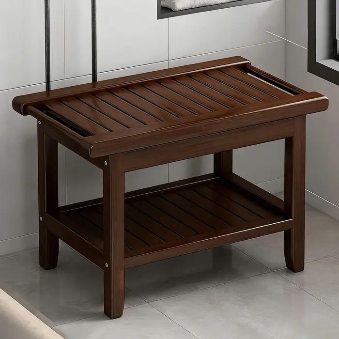 Banc de douche tabouret en bois avec mains courantes multifonctionnel robuste étanche pour personnes âgées et femmes enceintes occasions spéciales