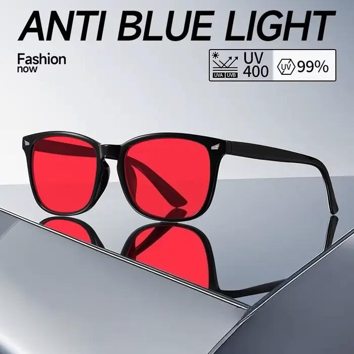 VIVIBEE classique rouge lentille bleu lumière bloquant lunettes carré hommes meilleur sommeil Anti f