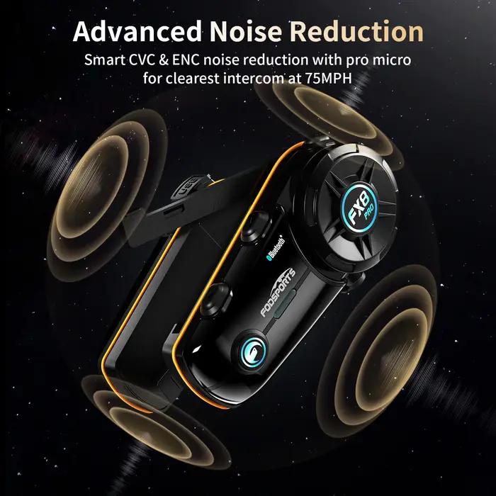 Fodsports-Oreillette Bluetooth FX8 Pro pour moto, appareil de communication pour casque, intercom po