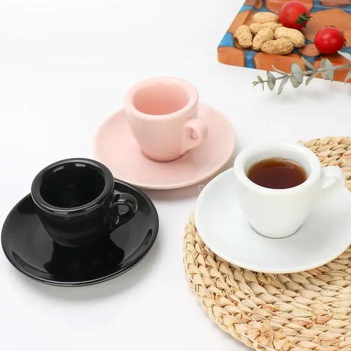 Tasse à expresso en porcelaine de 50ml, avec soucoupe et cuillère, tasse de 9mm d'épaisseur de paroi