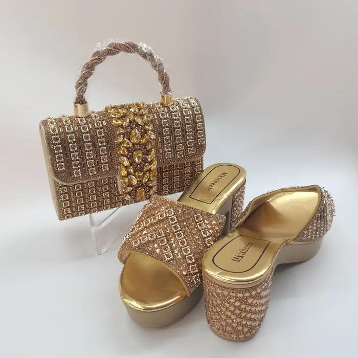 Mode 2025 nouvelles femmes strass chaussures et sac ensemble OToe pompes pour chaussures de fête de