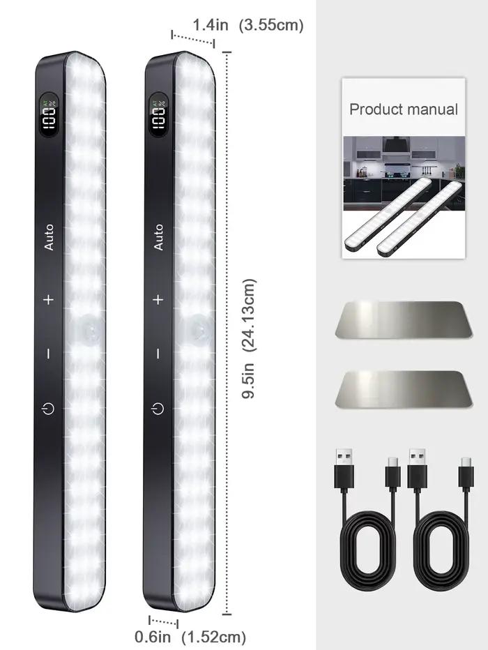 Lumières d'armoire WILLED, affichage de batterie Rechargeable, 60 LED, capteur de mouvement, lumière