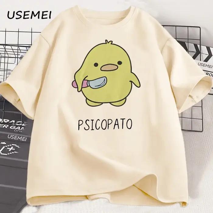 Psicopato T-shirt hommes femmes mignon canard avec couteau T-shirt décontracté à manches courtes cot