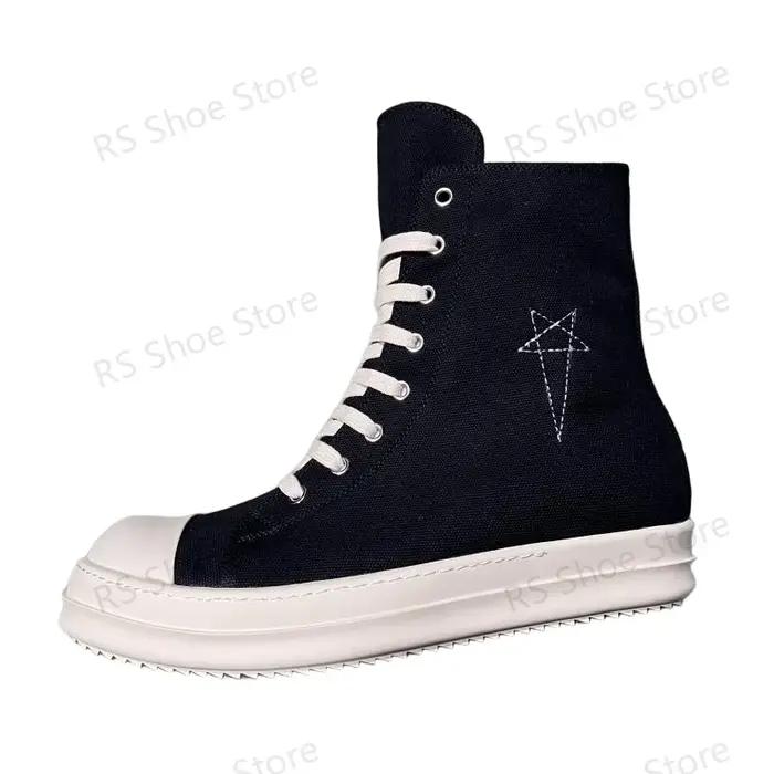 Ro Design classique botte en toile noire chaussure haute hommes chaussures décontractées de luxe fer
