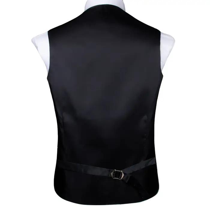 Gilet de Costume Homme Luxe Doré Rouge Bleu Vert Jaune avec Cravate Nœud Papillon Pochette Boutons d