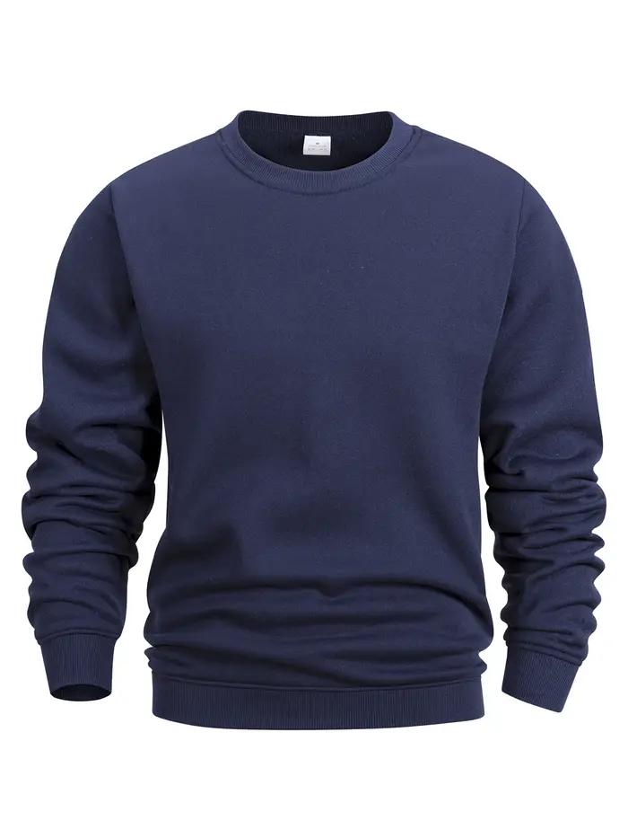 Sweat-shirt à col rond pour hommes, couleur unie, printemps, extérieur, décontracté, quotidien, manc
