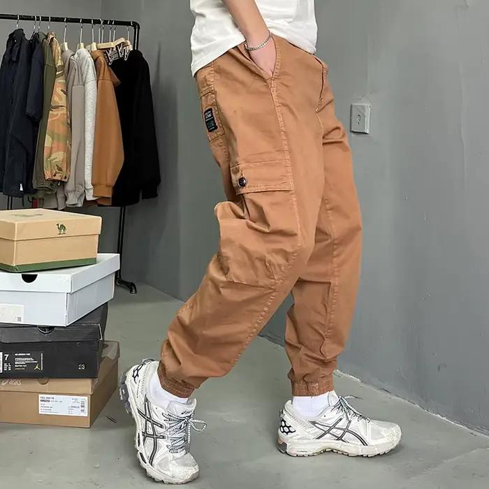 Pantalon cargo vintage de haute qualité pour hommes, streetwear japonais, vêtements Harajuku, joggeu