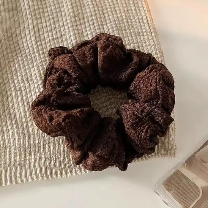 Corde à cheveux de couleur unie pour femmes, motif ondulé, Simple, queue de cheval, anneau de cheveu