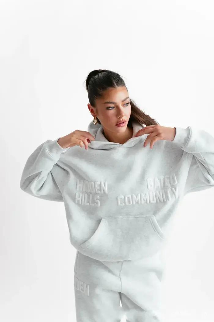 2025 printemps et automne marque à la mode imprimé ensemble à capuche avec sweat à capuche à manches