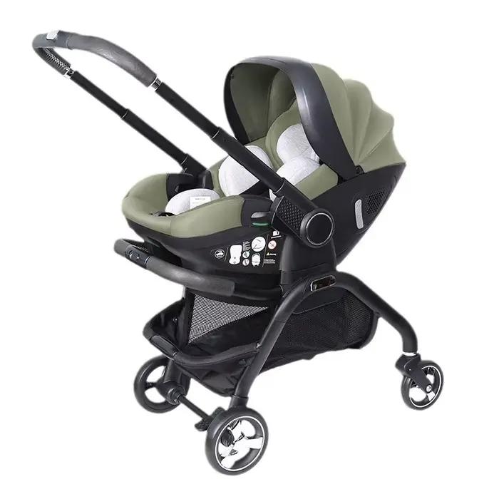 Poussette 3en1 nouveau-né convertible - Siège auto luxe multifonctionnel avec direction bidirectionnelle UE