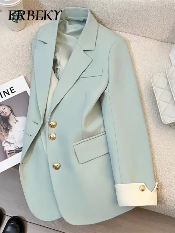 Blazer femme mode coréenne printemps automne nouvelle couleur unie costume veste loisirs tempérament