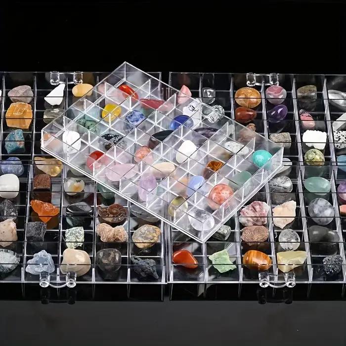 Vitrine en cristal – Boîte de rangement en plastique transparent pour la collection de pierres natur