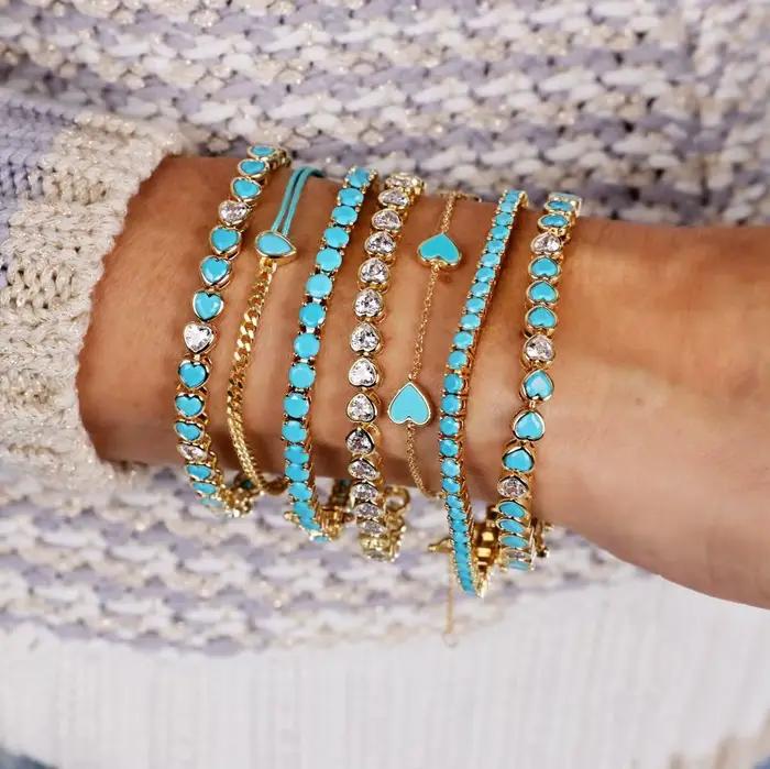 Bracelet en zircone cubique 5A CZ, lunette géométrique de différentes formes, chaîne de Tennis, bijo