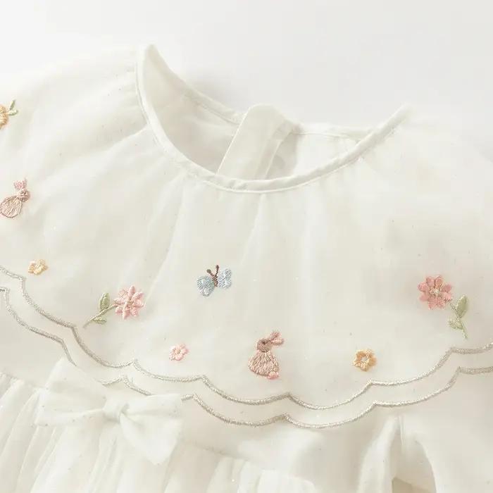 Dave Bella – robe de princesse pour petites filles, automne, manches longues, maille blanche, douce,