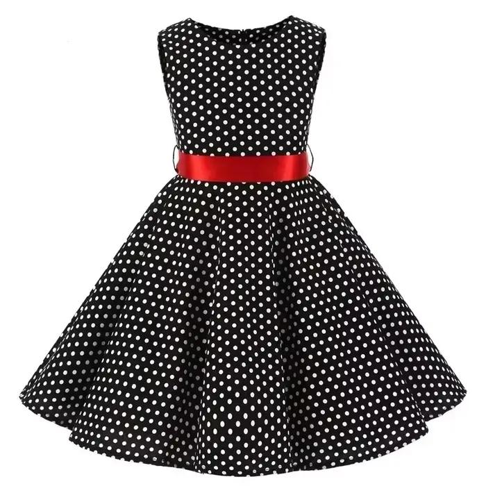 Robe princesse d'été en coton pour filles, balançoire des années 50, Vintage, à pois, fête d'anniver