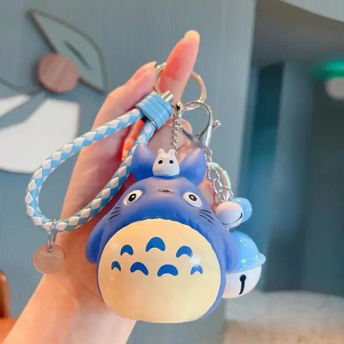 Totoro porte-clés dessin animé chat mignon Totoro poupée Figure bracelet en cuir porte-clés sac voit