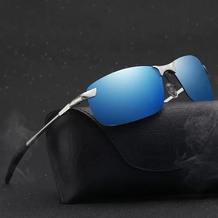 Lunettes de soleil polarisées classiques en métal pour hommes, mode, conduite, pêche, demi-monture,