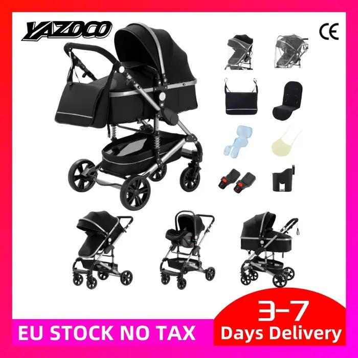 Poussette multifonctionnelle 3 en 1, système de voyage combiné, poussette compacte pour nouveau-nés